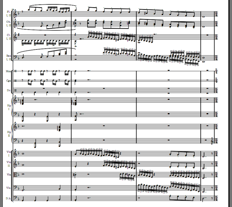 Excerpt of Maui score, with quavers rendered correctly