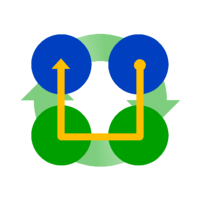 Clockwise Hilbert first-order curve, indicating spin components for second-order