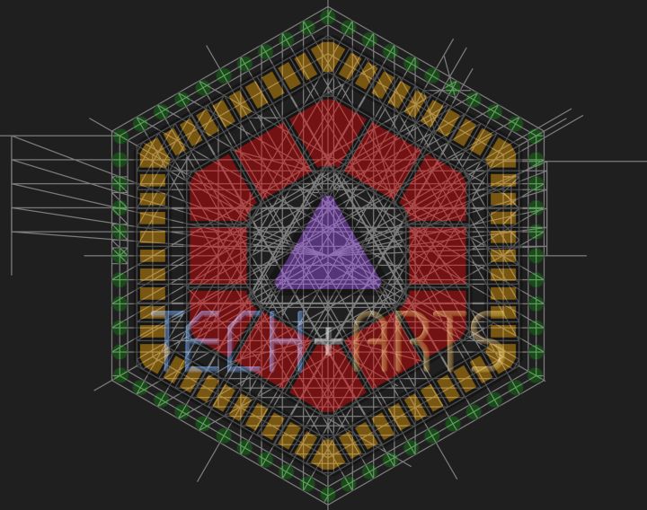 An export of the Hex-An watchface showing all construction lines.