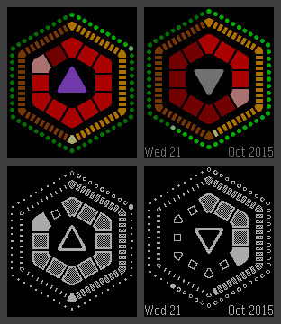 Screenshots of the Hex-An watchface for both Pebble platforms.